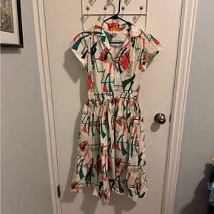 Bernie Dexter Red and Green Patterned Dress